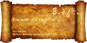 Bacsek Árpád névjegykártya