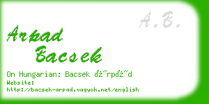 arpad bacsek business card